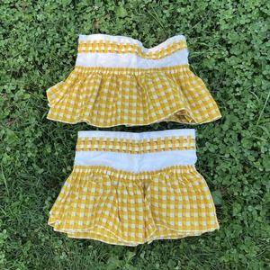 Vintage Gingham Checker Curtain Pair